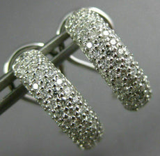 WIDE 1.0CT DIAMOND 14KT WHITE GOLD 3D MULTI ROW SEMI HOOP CLIP ON EARRINGS 26652