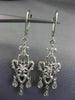 LARGE .33CT DIAMOND 14KT WHITE GOLD OPEN FILIGREE LEVER BACK CHANDELIER EARRINGS
