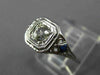ANTIQUE .53CT DIAMOND & AAA SAPPHIRE 18K WHITE GOLD SQUARE ENGAGEMENT RING 26026