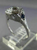 ANTIQUE .53CT DIAMOND & AAA SAPPHIRE 18K WHITE GOLD SQUARE ENGAGEMENT RING 26026