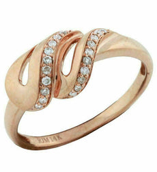 ESTATE .10CT DIAMOND 14KT ROSE GOLD 3D CLASSIC DOUBLE LEAF SWIRL FUN RING