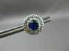 ESTATE LARGE 2.80CT DIAMOND & AAA SAPPHIRE 14KT WHITE GOLD ROUND HALO EARRINGS