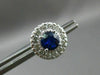 ESTATE LARGE 2.80CT DIAMOND & AAA SAPPHIRE 14KT WHITE GOLD ROUND HALO EARRINGS
