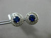 ESTATE LARGE 2.80CT DIAMOND & AAA SAPPHIRE 14KT WHITE GOLD ROUND HALO EARRINGS