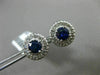 ESTATE LARGE 2.80CT DIAMOND & AAA SAPPHIRE 14KT WHITE GOLD ROUND HALO EARRINGS