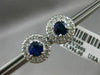 ESTATE LARGE 2.80CT DIAMOND & AAA SAPPHIRE 14KT WHITE GOLD ROUND HALO EARRINGS