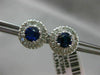 ESTATE LARGE 2.80CT DIAMOND & AAA SAPPHIRE 14KT WHITE GOLD ROUND HALO EARRINGS