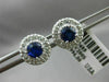 ESTATE LARGE 2.80CT DIAMOND & AAA SAPPHIRE 14KT WHITE GOLD ROUND HALO EARRINGS