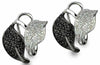 1.0CT WHITE & BLACK DIAMOND 14KT WHITE GOLD 3D FLORAL LEAF LOVE CLIP ON EARRINGS