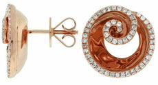 ESTATE .50CT DIAMOND 14KT ROSE GOLD 3D CIRCULAR SWIRL CLASSIC STUD EARRINGS