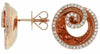 ESTATE .50CT DIAMOND 14KT ROSE GOLD 3D CIRCULAR SWIRL CLASSIC STUD EARRINGS