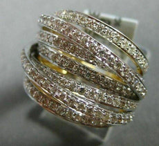 ESTATE WIDE 1.77CT DIAMOND 14K WHITE & YELLOW GOLD 3D MULTI ROW ANNIVERSARY RING