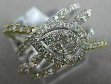 ESTATE LARGE 1.40CT DIAMOND 14K 2 TONE GOLD 3D CRISS CROSS HALO ANNIVERSARY RING