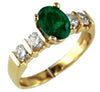 1.55CT DIAMOND & AAA EMERALD 14KT YELLOW GOLD 3D OVAL & ROUND FRIENDSHIP RING