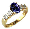 1.90CT DIAMOND & AAA TANZANITE 14KT YELLOW GOLD CLASSIC 5 STONE ENGAGEMENT RING