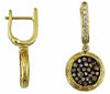.76CT WHITE & CHOCOLATE FANCY DIAMOND 14KT YELLOW GOLD CLUSTER HANGING EARRINGS