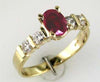 1.35CT DIAMOND & AAA RUBY 14KT YELLOW GOLD OVAL & ROUND 5 STONE ENGAGEMENT RING