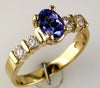 1.29CT DIAMOND & AAA TANZANITE 14KT YELLOW GOLD 3D OVAL & ROUND FRIENDSHIP RING