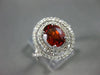 ESTATE LARGE 3.12CT DIAMOND & AAA ORANGE SAPPHIRE 14K WHITE GOLD ENGAGEMENT RING