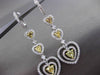 ESTATE LARGE 1.86CT WHITE & YELLOW DIAMOND 18KT 2 TONE GOLD HEART DROP EARRINGS