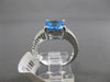 ESTATE 2.21CTW DIAMOND & AAA BLUE TOPAZ 14KT WHITE GOLD 3D 2 ROW ENGAGEMENT RING