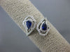 LARGE .87CT DIAMOND & AAA SAPPHIRE 14K WHITE GOLD 3D PEAR SHAPE FLOWER HALO RING
