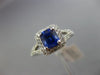ESTATE 1.43CT DIAMOND & AAA SAPPHIRE 14KT WHITE GOLD SQUARE HALO ENGAGEMENT RING