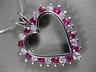 ESTATE LARGE 2.26CT DIAMOND & AAA RUBY 14KT WHITE GOLD OPEN HEART PENDANT #12165