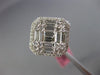 ESTATE LARGE 1.32CT ROUND & BAGUETTE DIAMOND 18K WHITE GOLD SQUARE FILIGREE RING