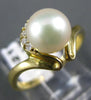 ESTATE .15CT DIAMOND & AAA SOUTH SEA PEARL 14KT YELLOW GOLD SOLITAIRE RING #2194