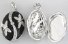 ESTATE .14CT DIAMOND & AAA ENAMEL 14K WHITE GOLD CLASSIC FILIGREE LOCKET PENDANT