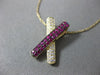 ESTATE .42CT DIAMOND & AAA RUBY 14KT YELLOW GOLD CLASSIC X LOVE FLOATING PENDANT