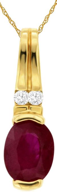 1.40CT DIAMOND & AAA RUBY 14KT YELLOW GOLD OVAL & ROUND CLASSIC FLOATING PENDANT