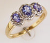 .83CT DIAMOND & AAA TANZANITE 14KT YELLOW GOLD 3D OVAL 3 STONE ANNIVERSARY RING