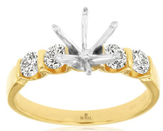 0.60CT DIAMOND 14K 2 TONE GOLD CHANNEL 5 STONE 6 PRONG SEMI MOUNT ENGAGEMENT RING