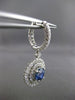 ESTATE LARGE 5.37CT DIAMOND & SAPPHIRE 18KT WHITE GOLD 3D HALO HANGING EARRINGS