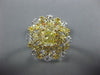 ESTATE LARGE 1.69CT WHITE & FANCY YELLOW DIAMOND 18K 2 TONE GOLD ENGAGEMENT RING