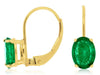 1.60CT DIAMOND & AAA EMERALD 14KT YELLOW GOLD 3D OVAL LEVERBACK HANGING EARRINGS