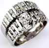 ESTATE 1.68CT DIAMOND 14KT WHITE GOLD 3D 2 ROW ENGAGEMENT WEDDING BAND RING SET