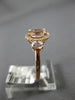 ESTATE 1.10CT DIAMOND & AAA MORGANITE 14K ROSE GOLD 3D THREE STONE OVAL FUN RING