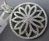 ESTATE LARGE 1.63CT DIAMOND 18K WHITE GOLD OPEN FLOWER CIRCULAR FLOATING PENDANT