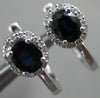 ESTATE .82CT DIAMOND & SAPPHIRE 14KT WHITE GOLD OVAL LEVERBACK HANGING EARRINGS