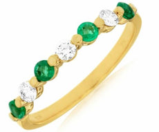.55CT DIAMOND & AAA EMERALD 14KT YELLOW GOLD ROUND 7 STONE ANNIVERSARY RING