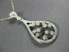 ESTATE .55CT DIAMOND 14K WHITE GOLD 3D CLASSIC FLOWER TEAR DROP FILIGREE PENDANT