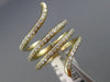 ESTATE LARGE .72CT DIAMOND 14KT YELLOW GOLD 3D MULTI ROW WAVE SNAKE SWIRL RING