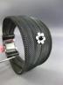 WIDE .10CT DIAMOND & AAA ENAMEL 18K WHITE GOLD & STAINLESS STEEL BANGLE BRACELET