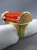 ESTATE EXTRA LARGE 1.76CT DIAMOND AAA CORAL & CITRINE 18KT YELLOW GOLD LOVE RING