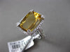 ESTATE LARGE 6.50CT DIAMOND & AAA CITRINE 14KT WHITE GOLD 3D FILIGREE HALO RING