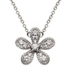 ESTATE .53CT ROUND DIAMOND 18KT WHITE GOLD 3D CLASSIC FLOWER FLOATING NECKLACE