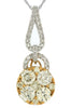 ESTATE 1.45CT WHITE & FANCY YELLOW DIAMOND 14KT TWO TONE GOLD 3D CLUSTER PENDANT